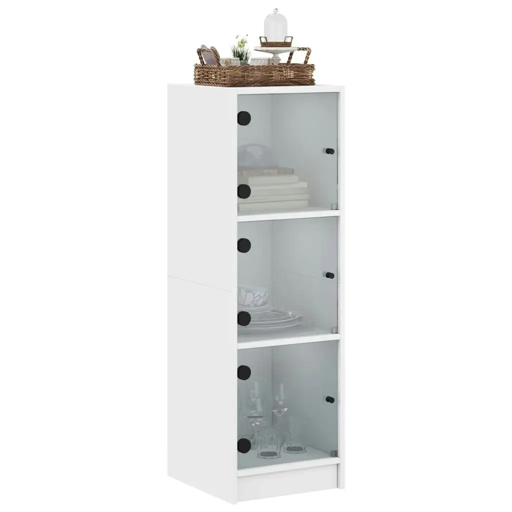 Highboard with Glass Doors White 35x37x109 cm 836385