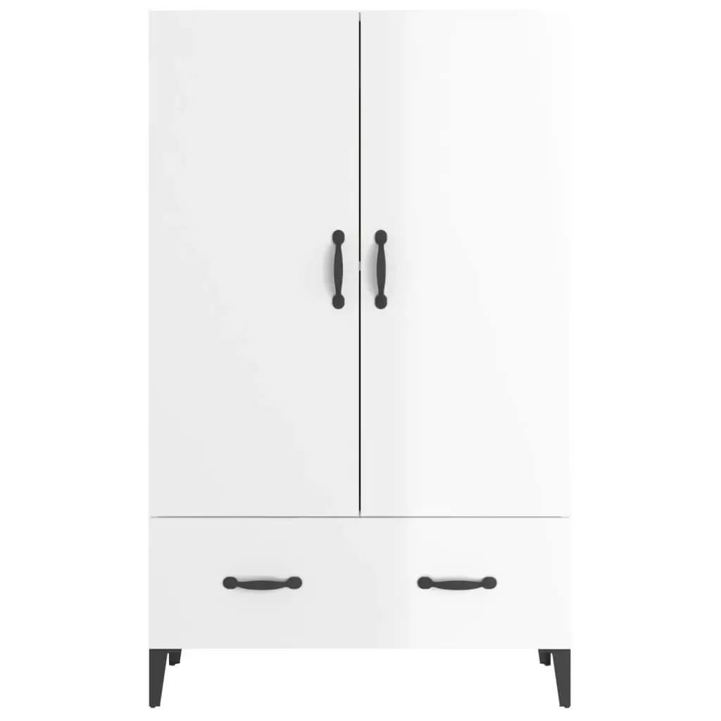 Highboard High Gloss White 70x31x115 cm Engineered Wood 812543