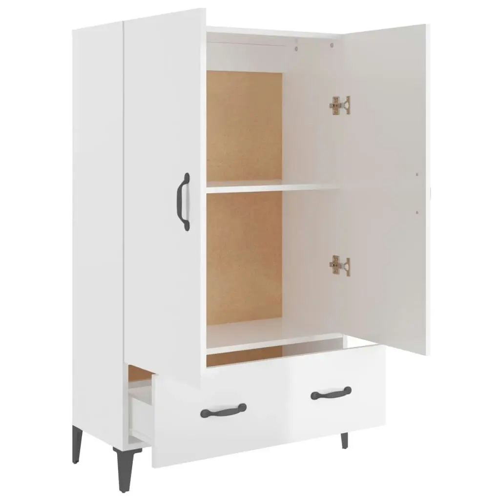 Highboard High Gloss White 70x31x115 cm Engineered Wood 812543