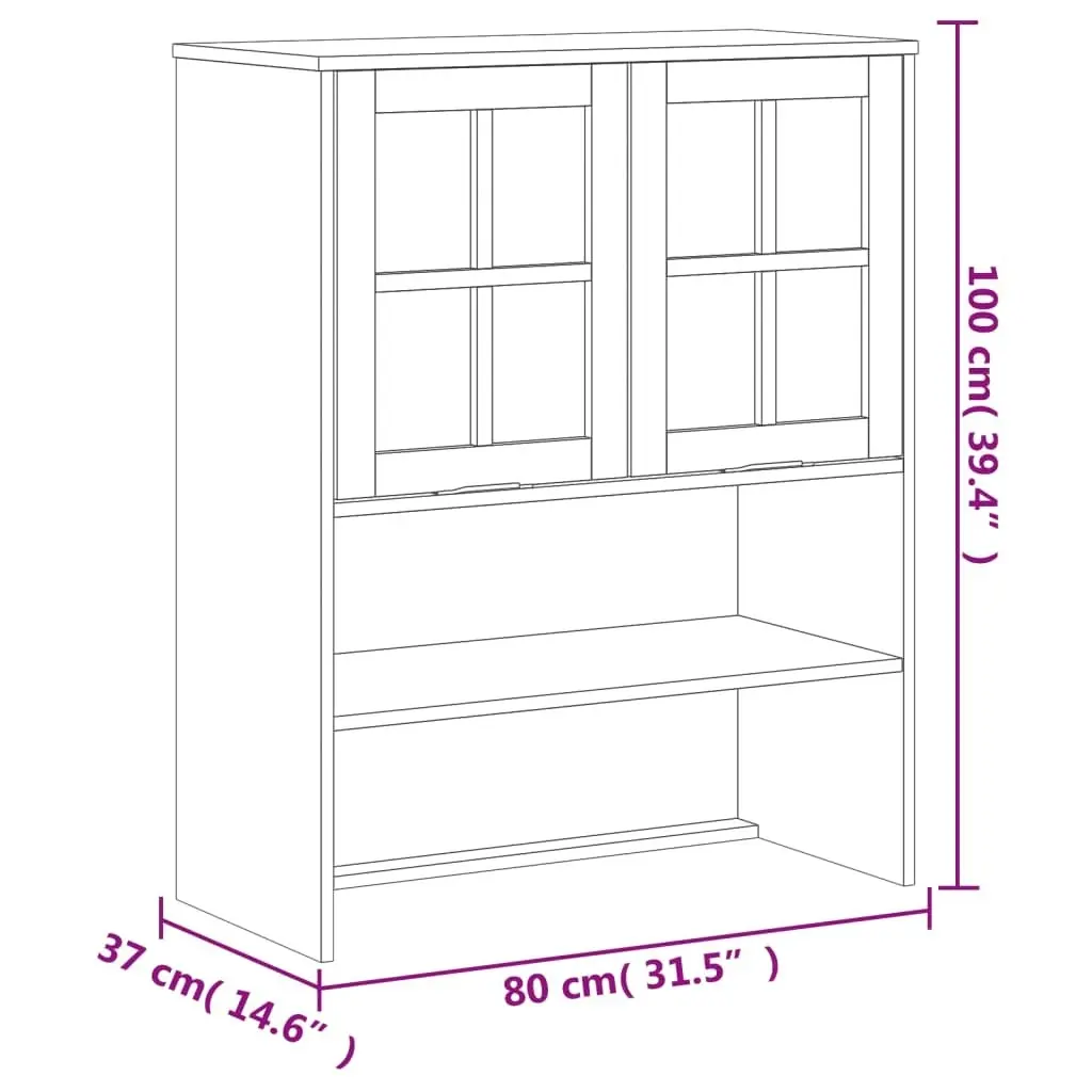 Highboard with Glass Doors FLAM 80x40x180 cm Solid Wood Pine 3196553