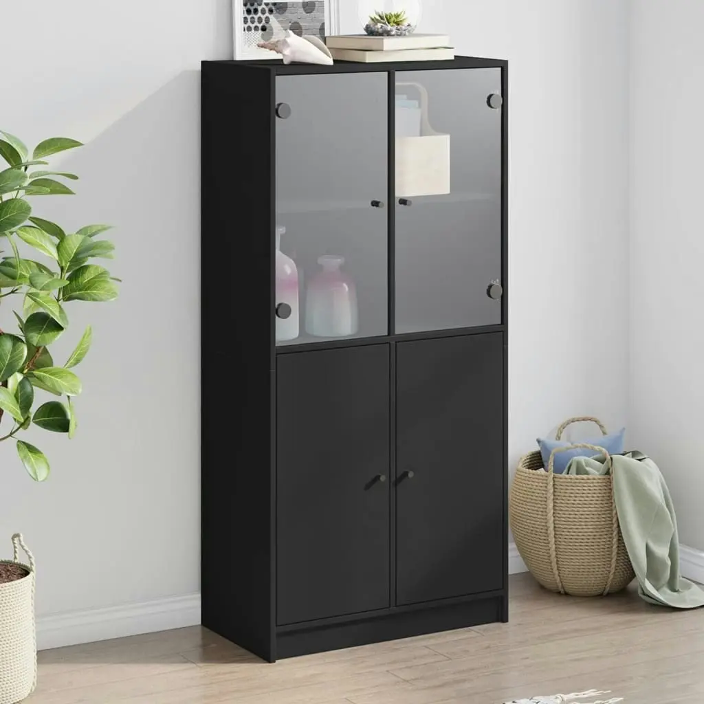 Highboard with Doors Black 68x37x142 cm Engineered Wood 3295865