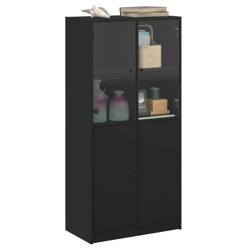 Highboard with Doors Black 68x37x142 cm Engineered Wood 3295865