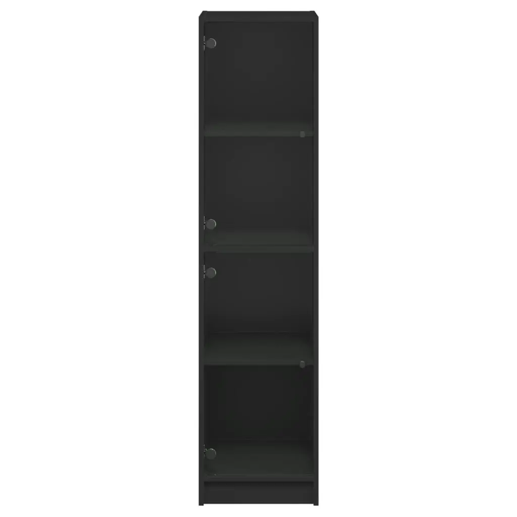 Highboard with Glass Doors Black 35x37x142 cm 836435