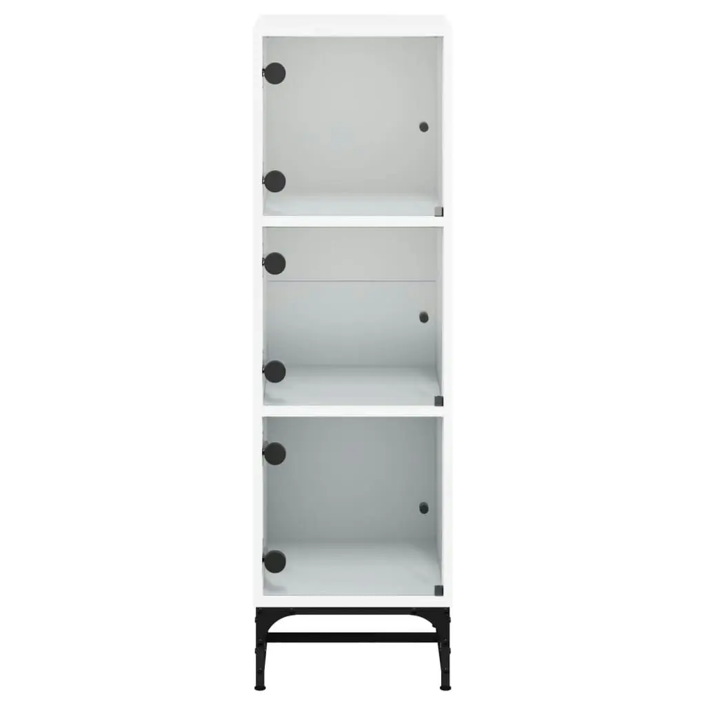 Highboard with Glass Doors White 35x37x120 cm 836560