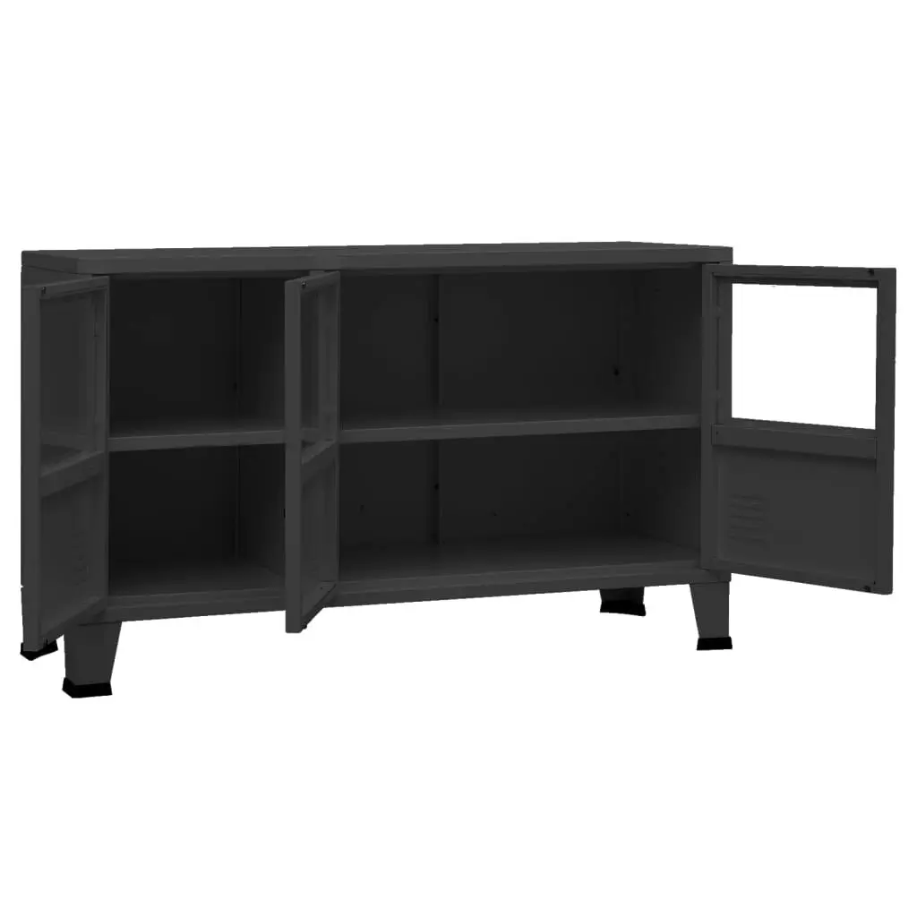 Industrial Sideboard Black 105x35x62 cm Metal and Glass 339608