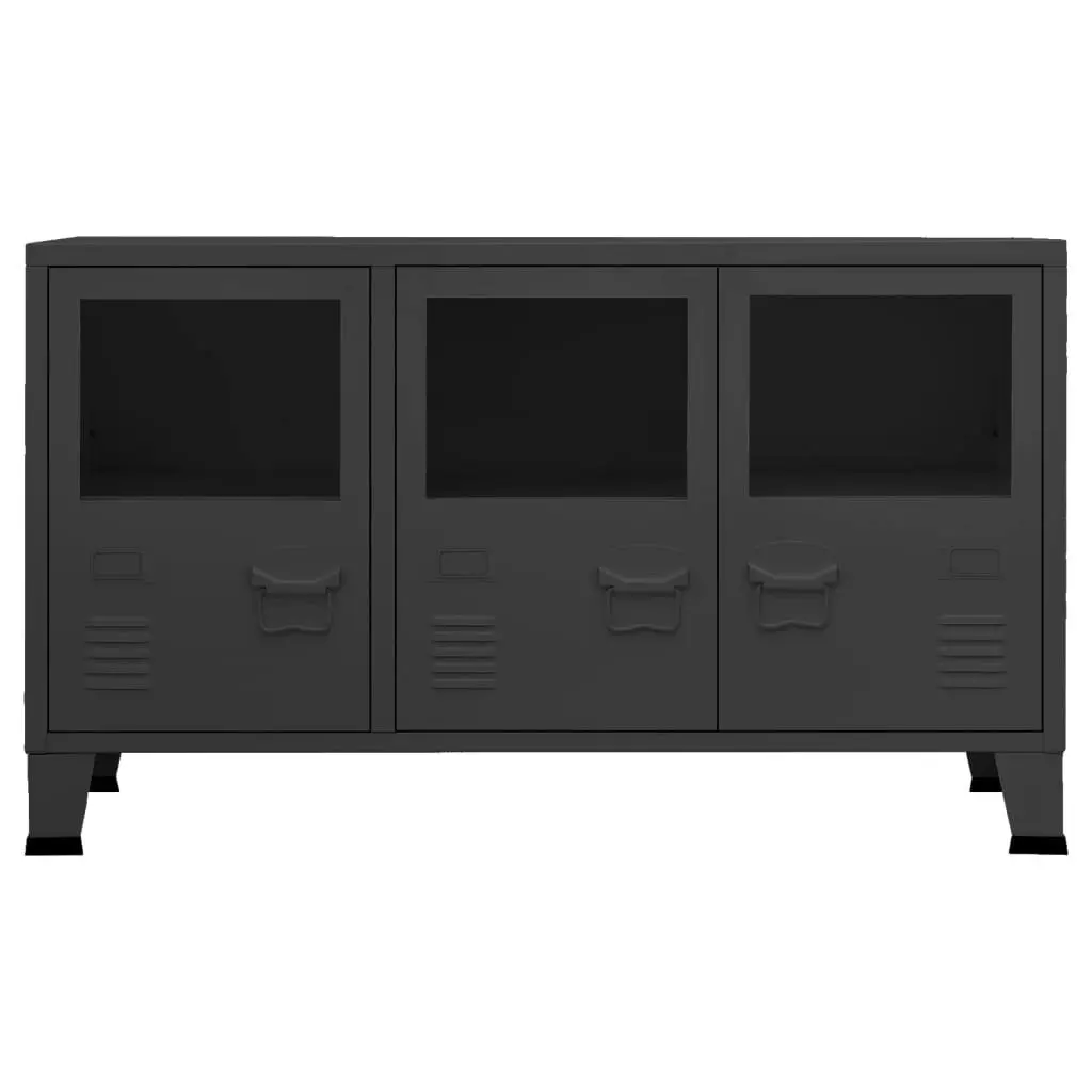 Industrial Sideboard Black 105x35x62 cm Metal and Glass 339608