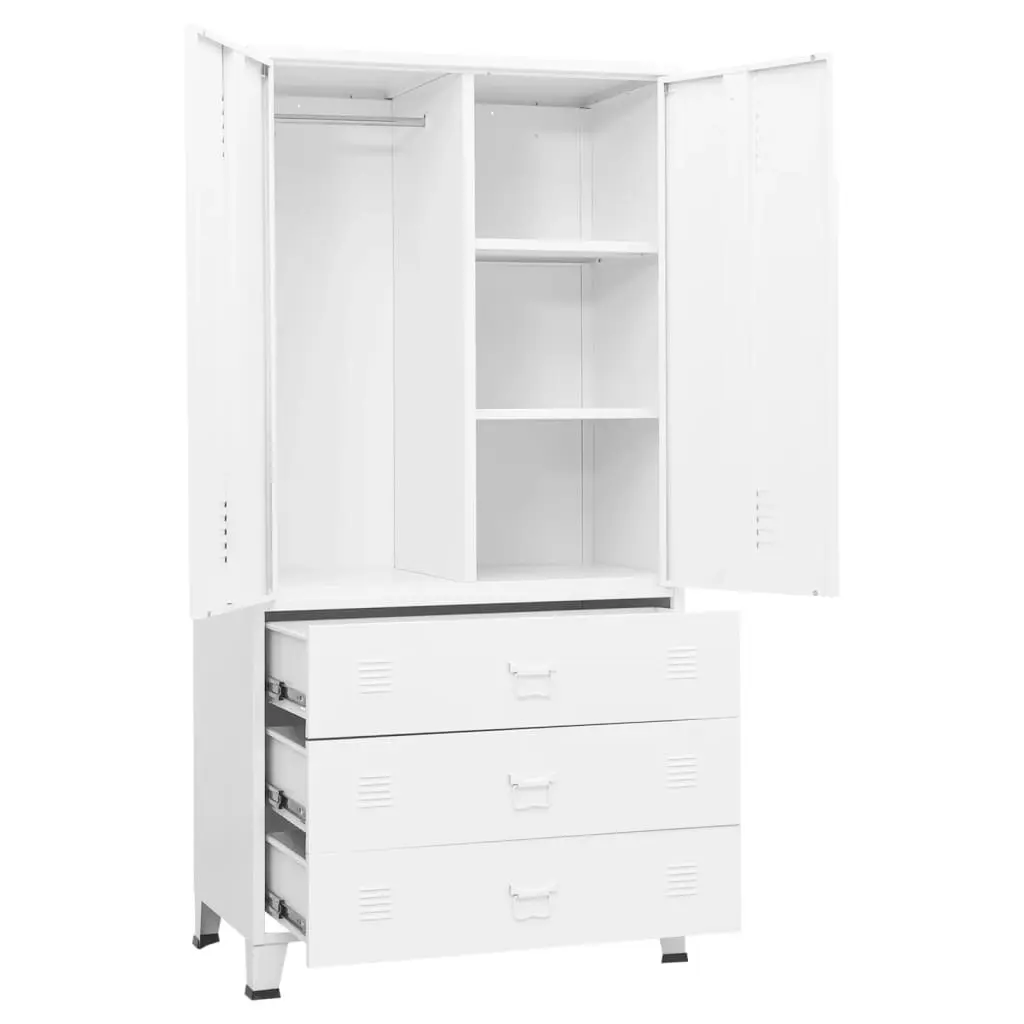 Industrial Wardrobe White 90x50x180 cm Metal 339614