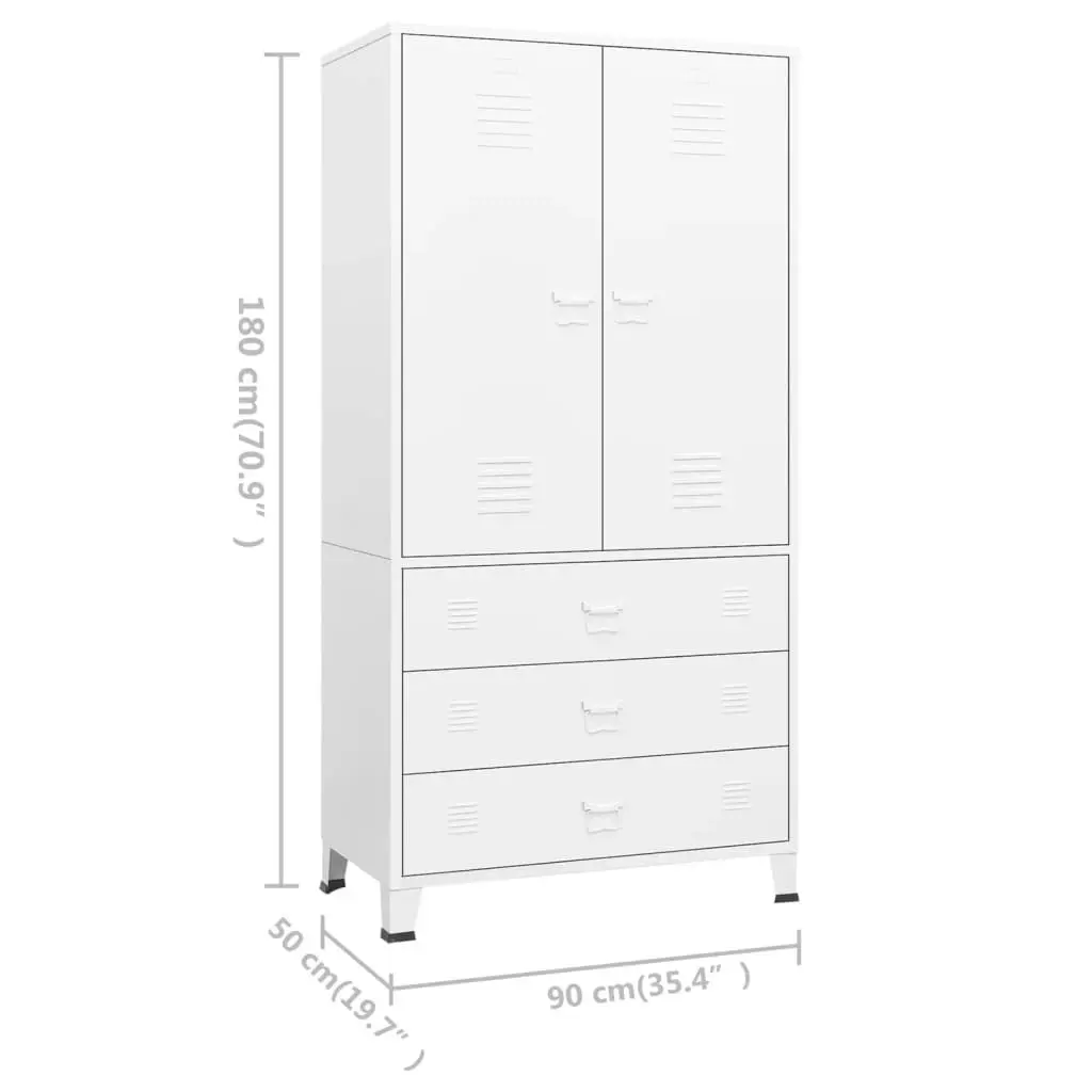 Industrial Wardrobe White 90x50x180 cm Metal 339614