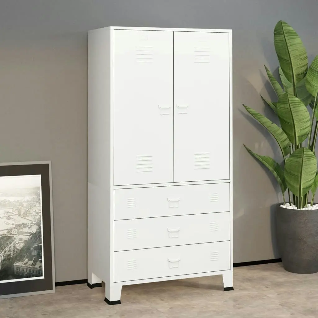 Industrial Wardrobe White 90x50x180 cm Metal 339614