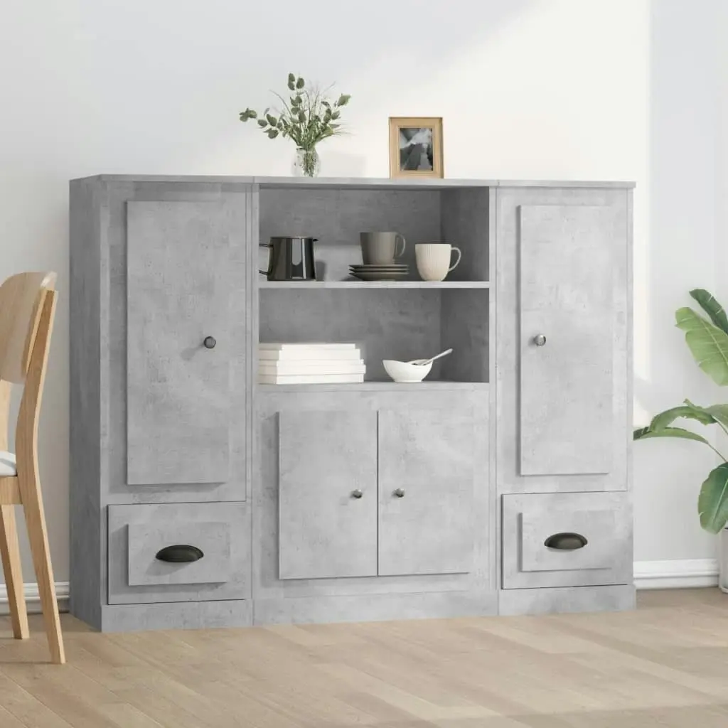 Highboards 3 pcs Concrete Grey Engineered Wood 3185315