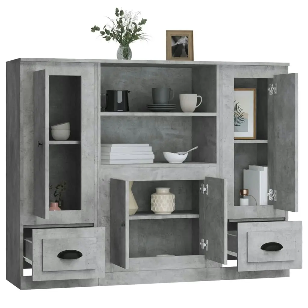 Highboards 3 pcs Concrete Grey Engineered Wood 3185315