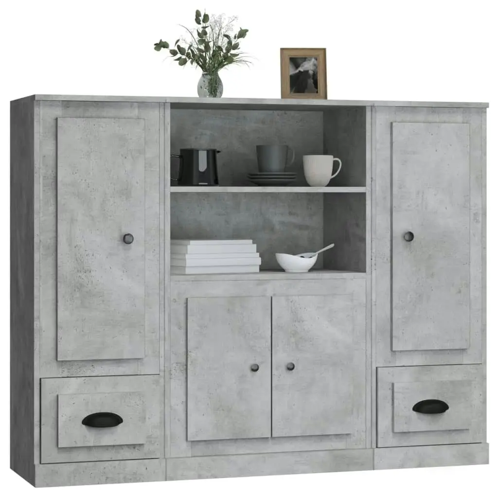 Highboards 3 pcs Concrete Grey Engineered Wood 3185315