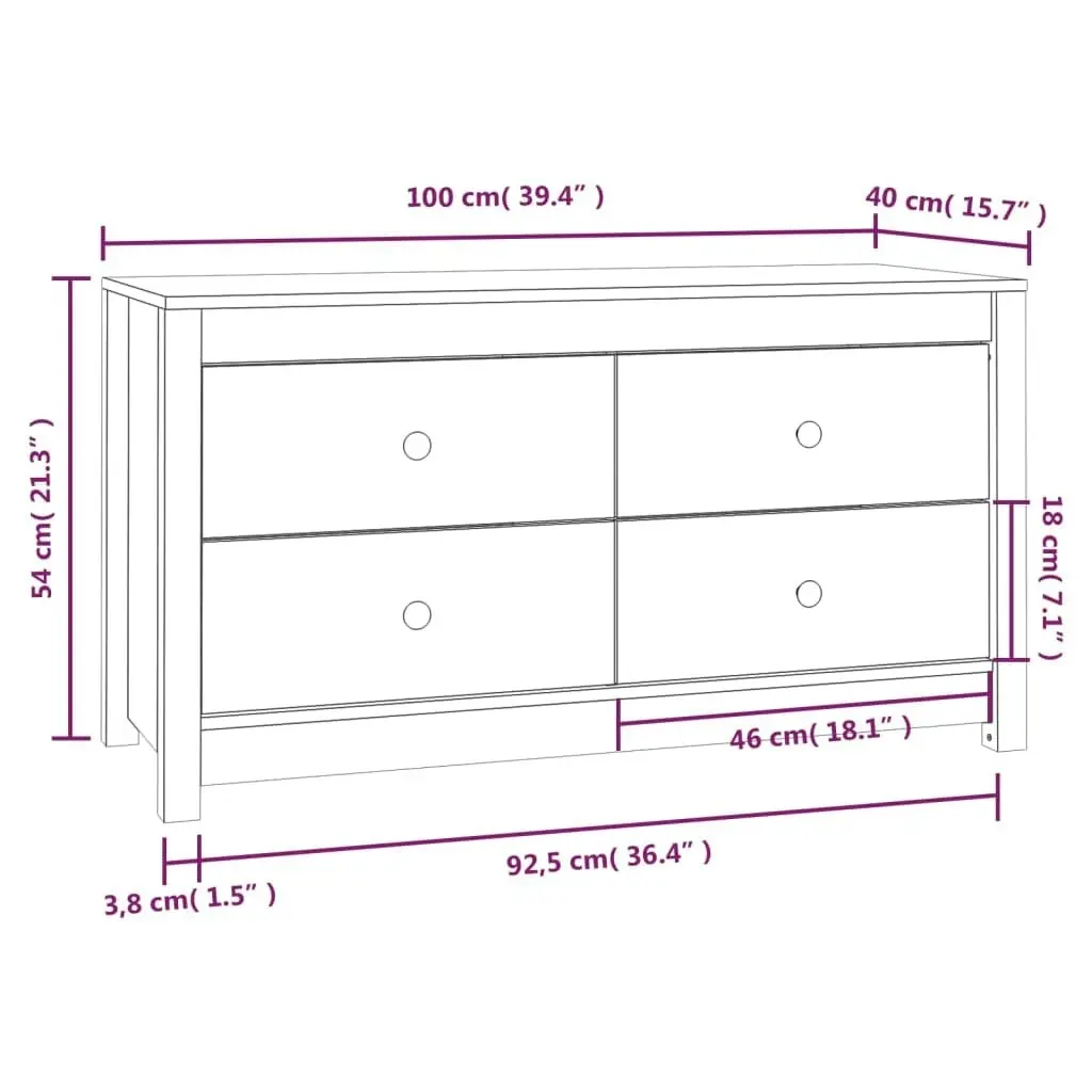 Side Cabinet 100x40x54 cm Solid Wood Pine 821774