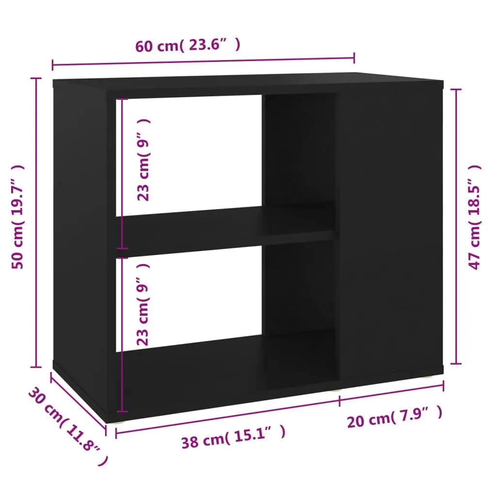 Side Cabinet Black 60x30x50 cm Engineered Wood 806302