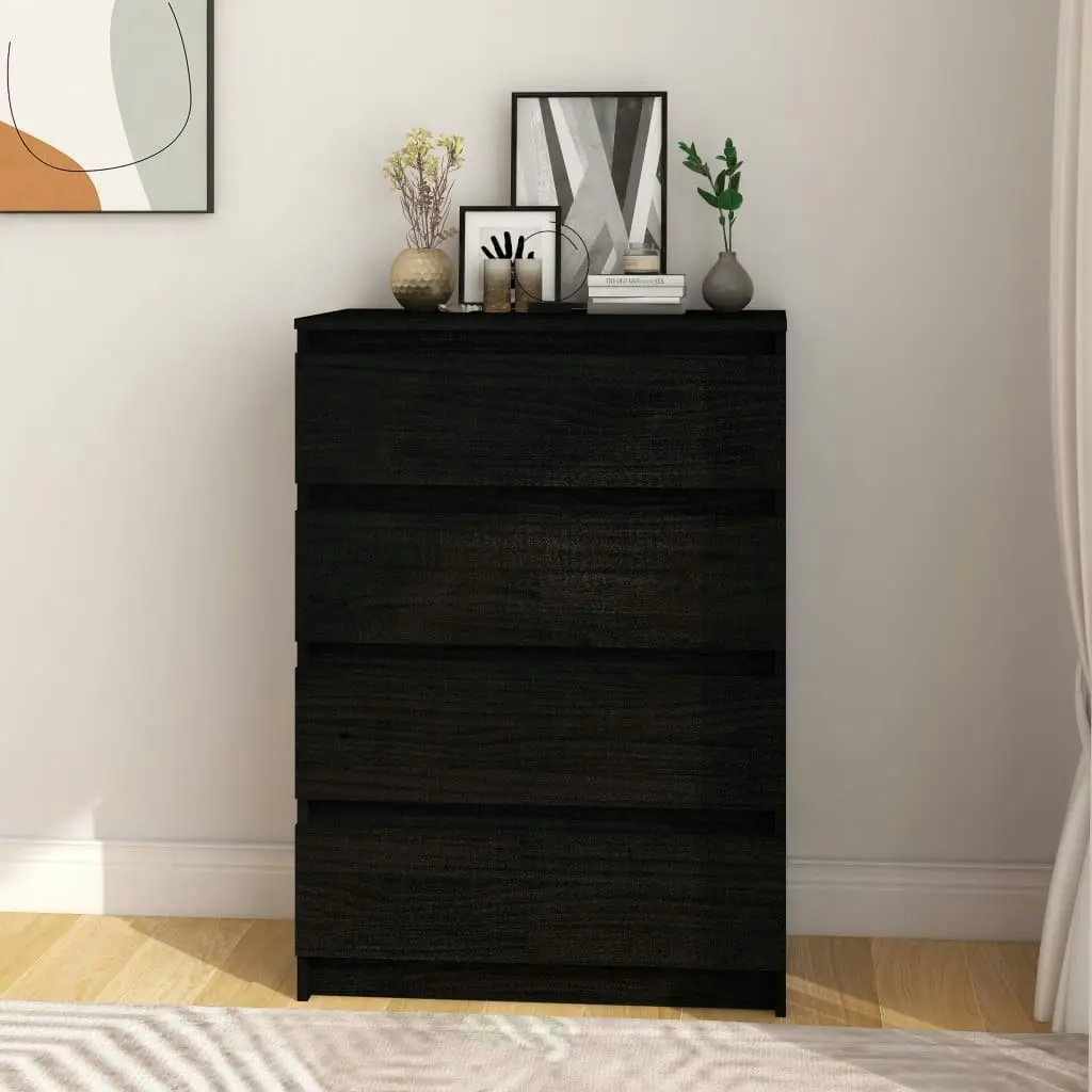 Side Cabinet Black 60x36x84 cm Solid Pinewood 808107