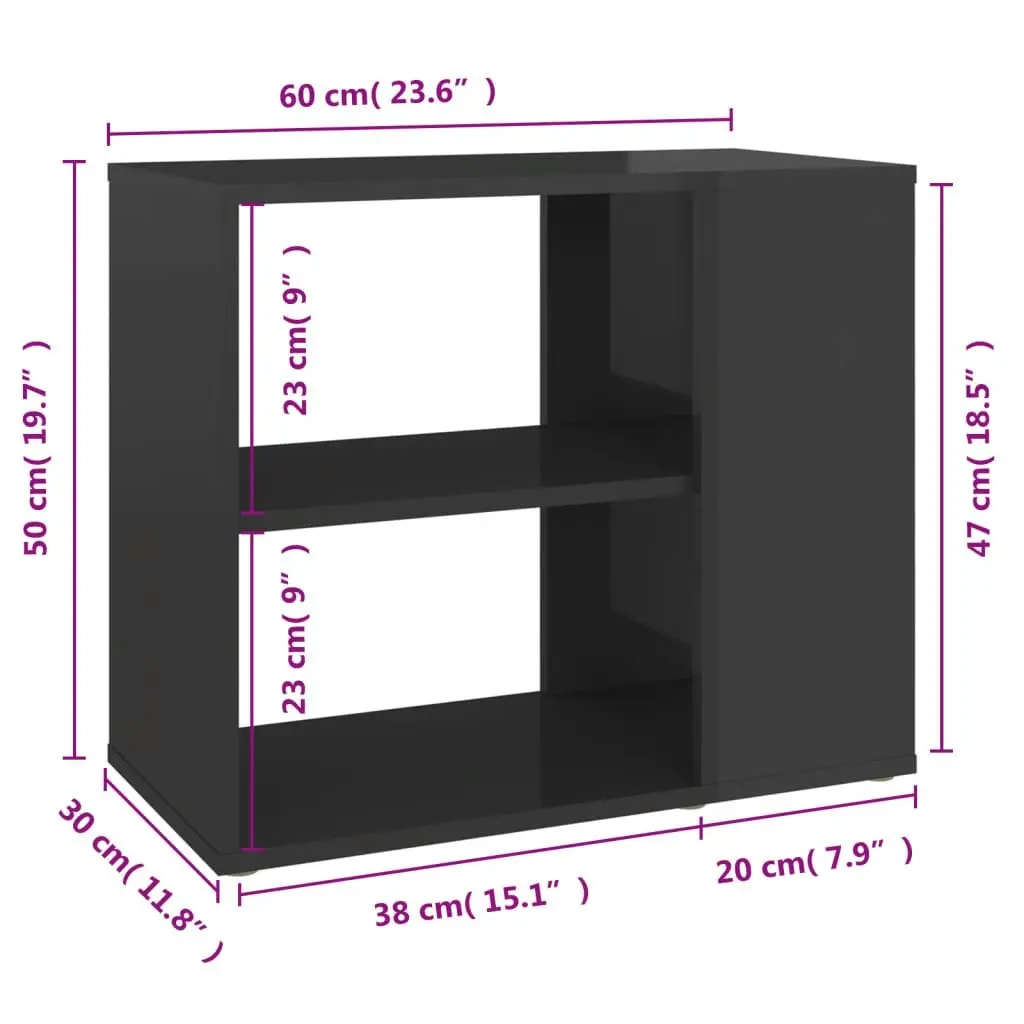 Side Cabinet High Gloss Grey 60x30x50 cm Engineered Wood 806309