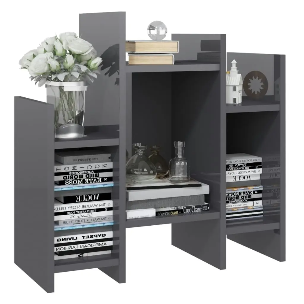 Side Cabinet High Gloss Grey 60x26x60 cm Engineered Wood 806291