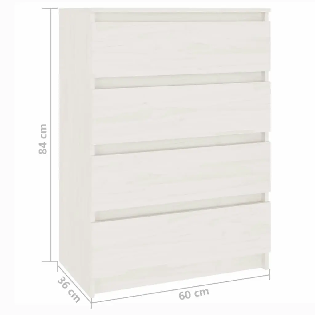 Side Cabinet White 60x36x84 cm Solid Pinewood 808104