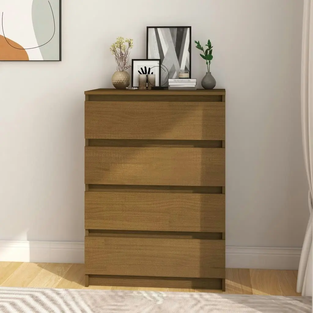 Side Cabinet Honey Brown 60x36x84 cm Solid Pinewood 808106