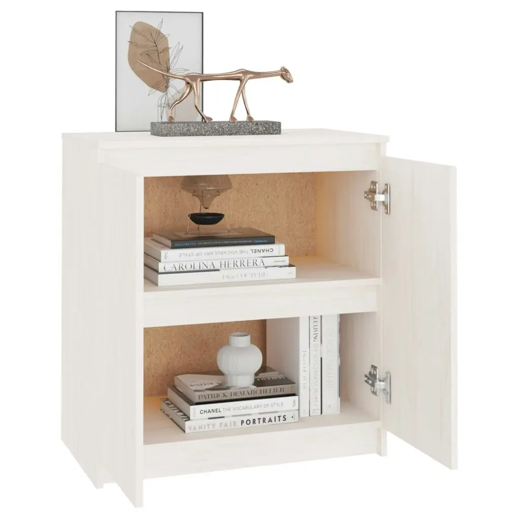 Side Cabinet White 60x36x65 cm Solid Wood Pine 833098