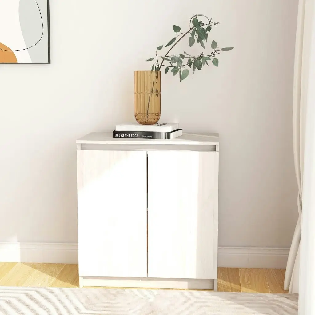 Side Cabinet White 60x36x65 cm Solid Wood Pine 833098