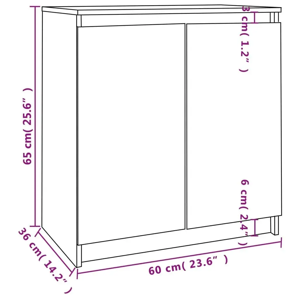 Side Cabinet White 60x36x65 cm Solid Wood Pine 833098