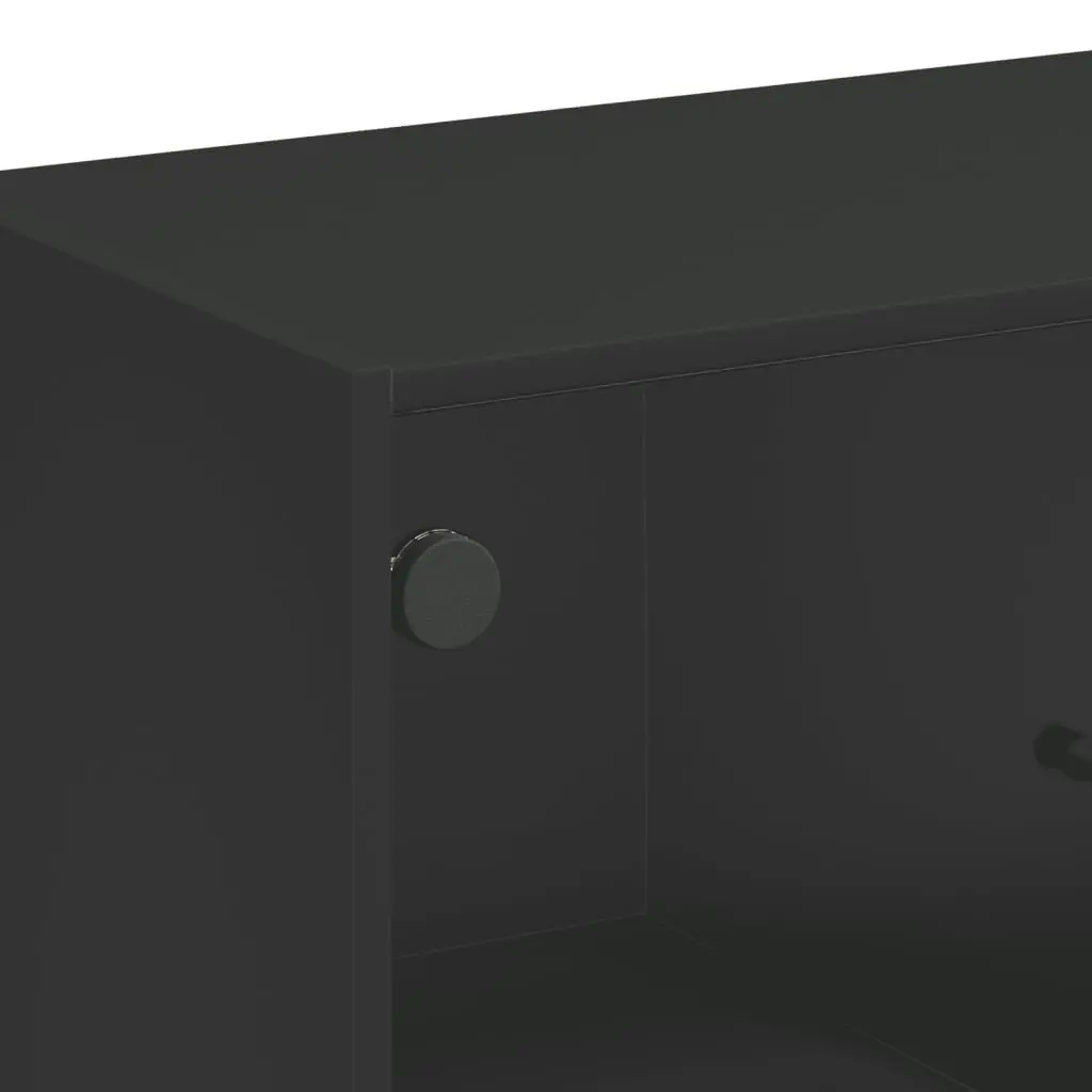 Side Cabinet with Glass Doors Black 68x37x75.5 cm 836379