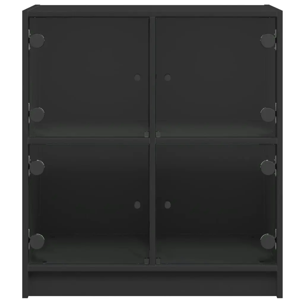 Side Cabinet with Glass Doors Black 68x37x75.5 cm 836379