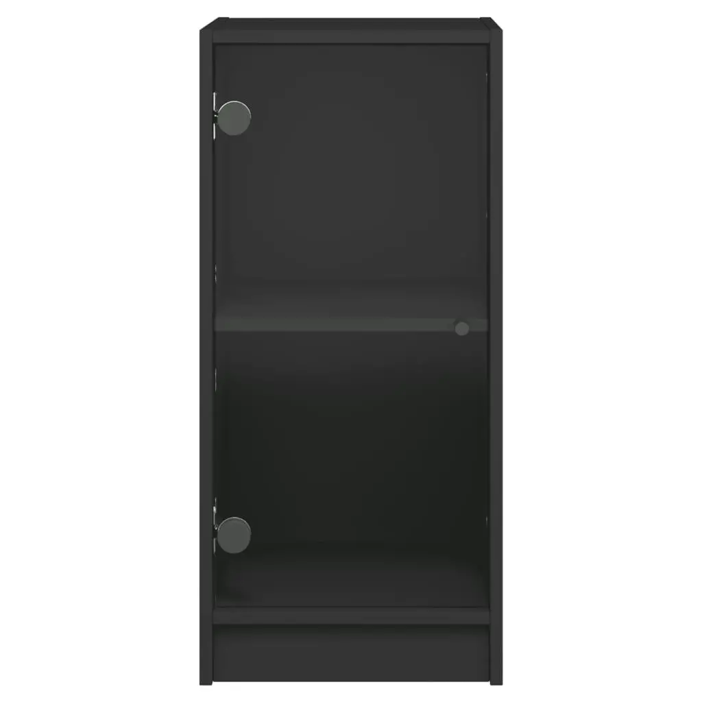 Side Cabinet with Glass Doors Black 35x37x75.5 cm 836400