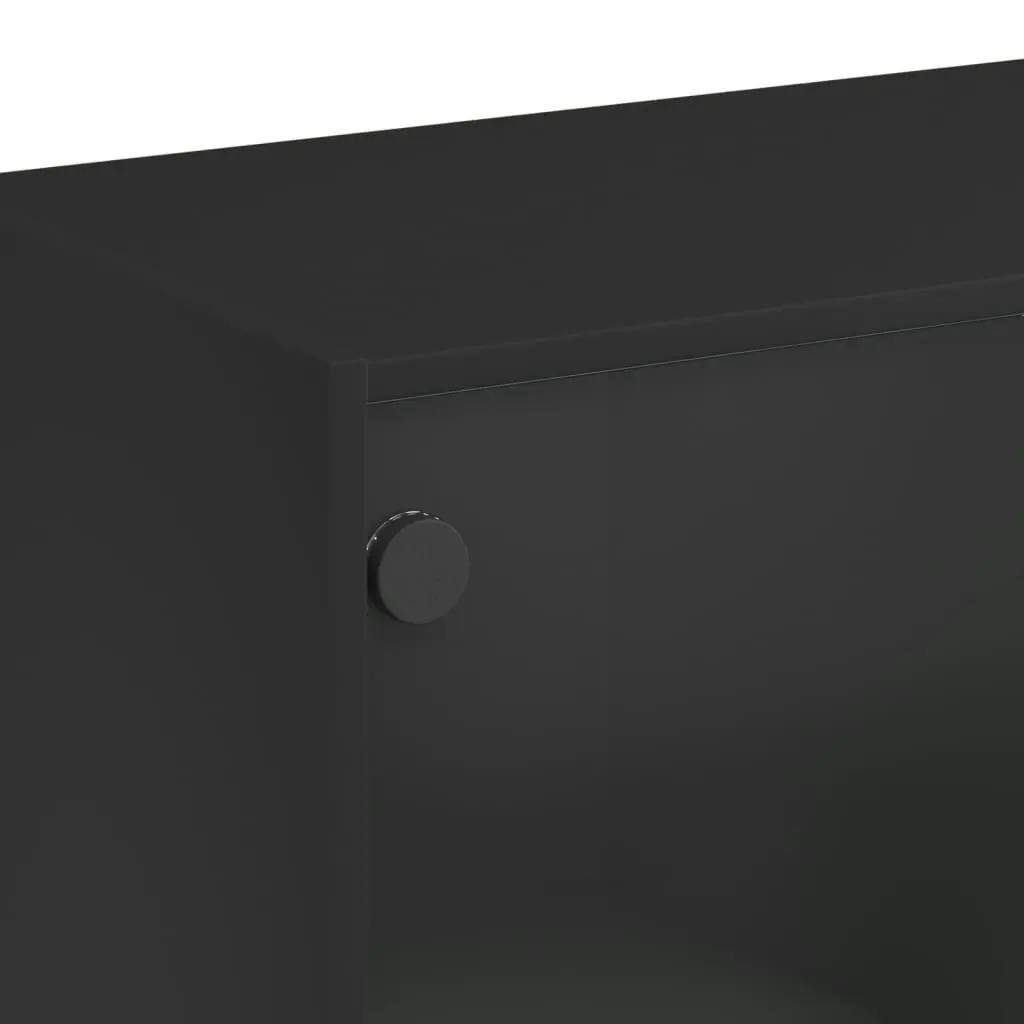 Side Cabinet with Glass Doors Black 68x37x75.5 cm 836421