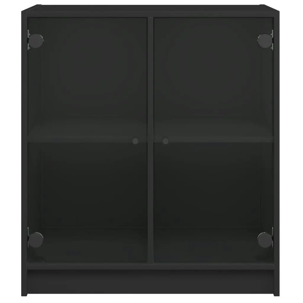 Side Cabinet with Glass Doors Black 68x37x75.5 cm 836421