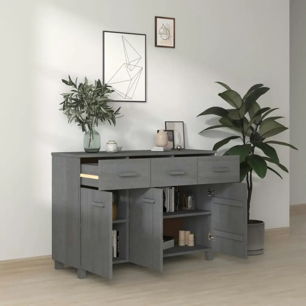 Sideboard "HAMAR" Dark Grey 113x40x80 cm Solid Wood Pine 340442