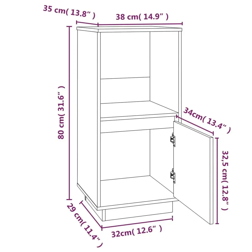 Sideboard 38x35x80 cm Solid Wood Pine 814344