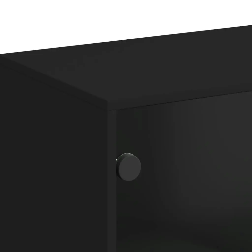 Side Cabinet with Glass Doors Black 69x37x100 cm 836547