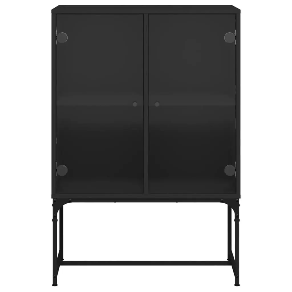 Side Cabinet with Glass Doors Black 69x37x100 cm 836547