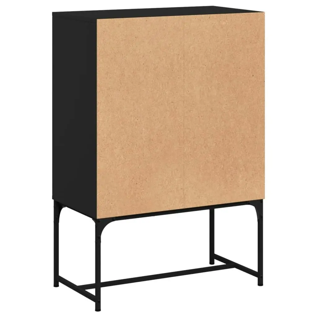 Side Cabinet with Glass Doors Black 69x37x100 cm 836547