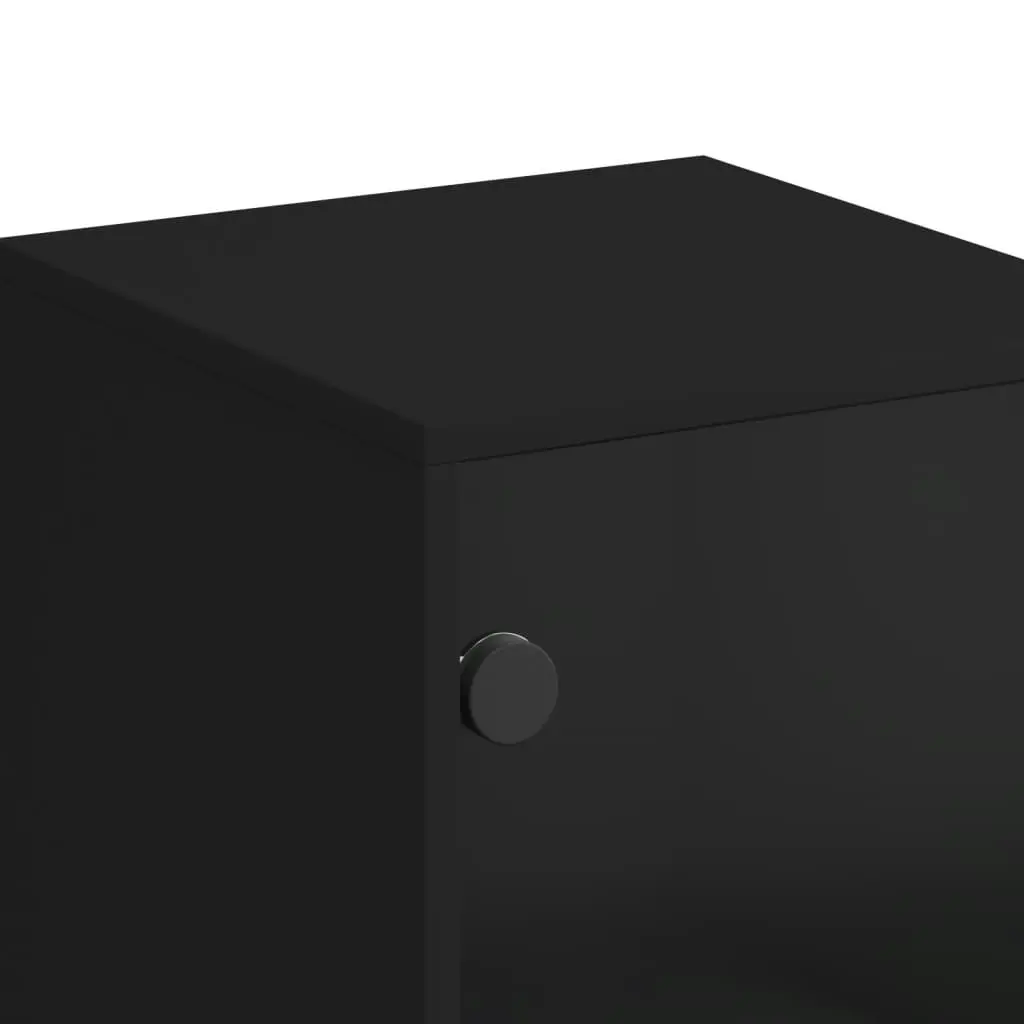 Side Cabinet with Glass Doors Black 35x37x100 cm 836554