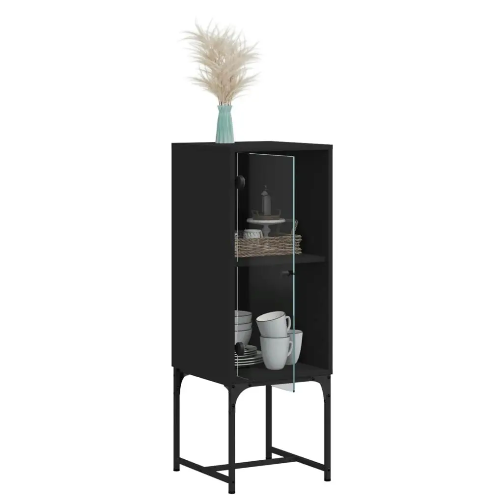 Side Cabinet with Glass Doors Black 35x37x100 cm 836554