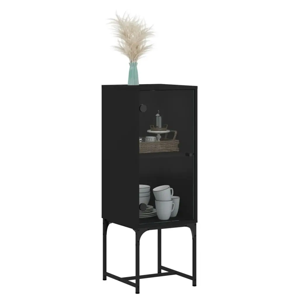 Side Cabinet with Glass Doors Black 35x37x100 cm 836554