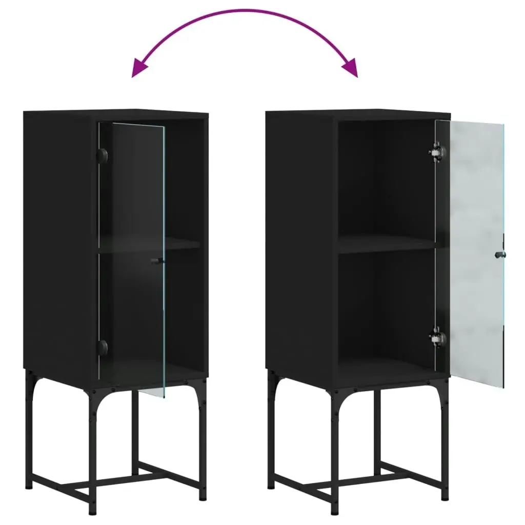 Side Cabinet with Glass Doors Black 35x37x100 cm 836554