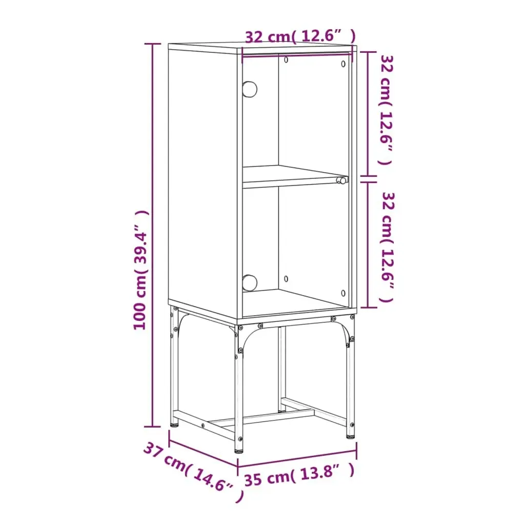 Side Cabinet with Glass Doors Black 35x37x100 cm 836554