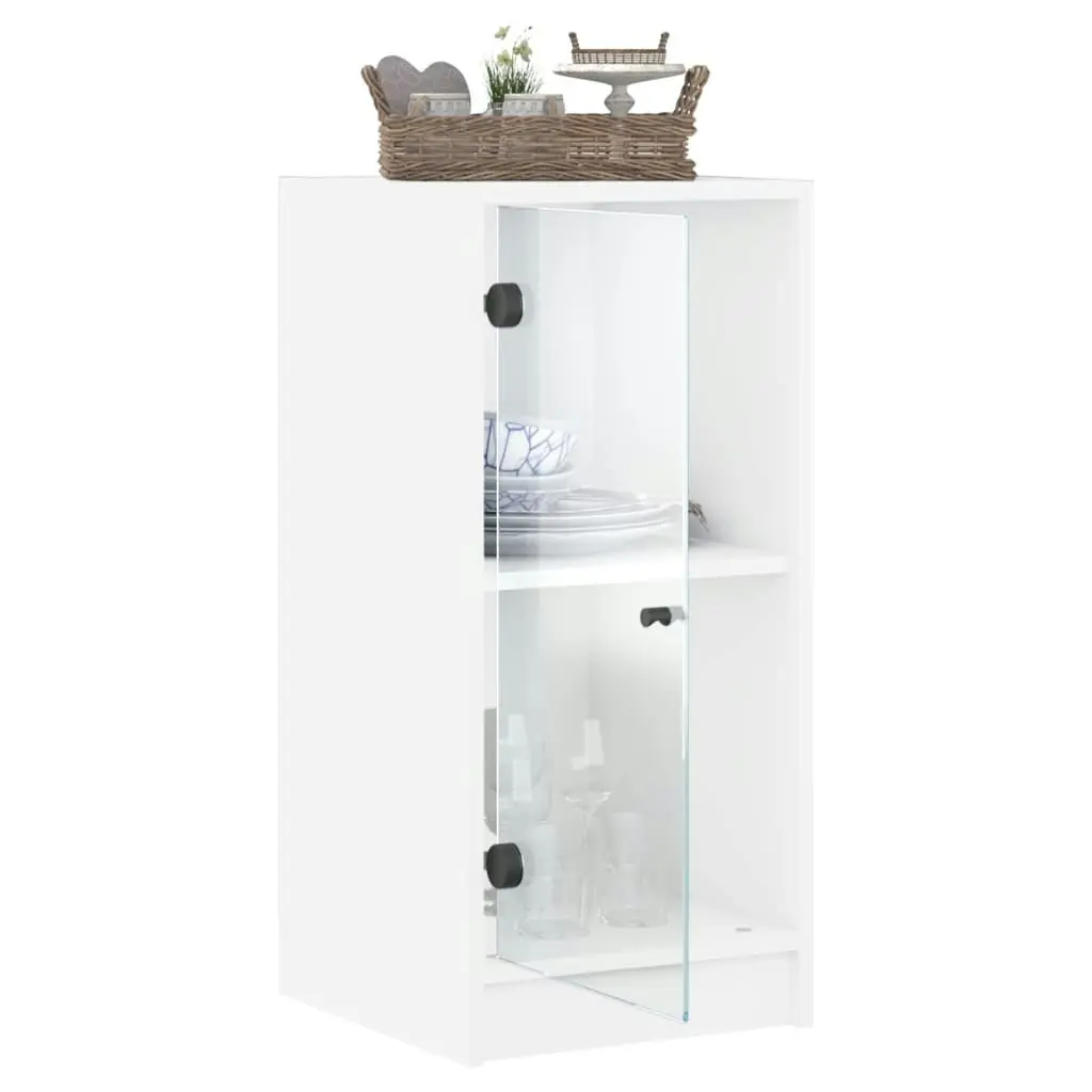 Side Cabinet with Glass Doors White 35x37x75.5 cm 836399