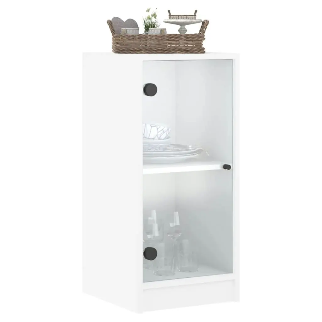 Side Cabinet with Glass Doors White 35x37x75.5 cm 836399