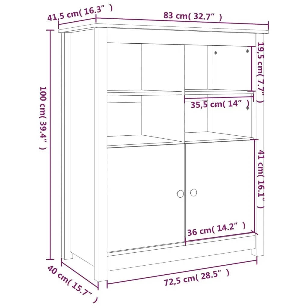 Sideboard 83x41.5x100 cm Solid Wood Pine 821512