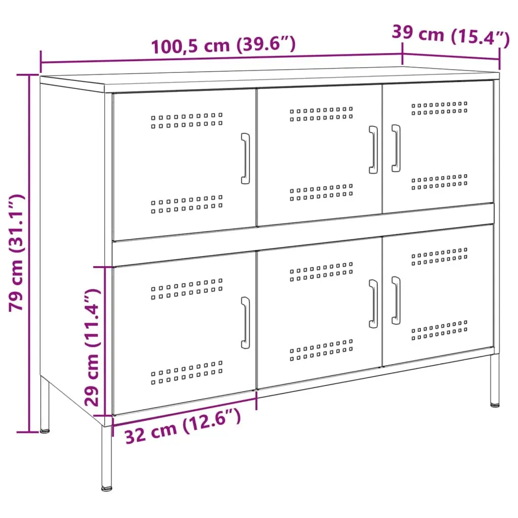 Sideboard Black 100.5x39x79 cm Cold-rolled Steel 843096