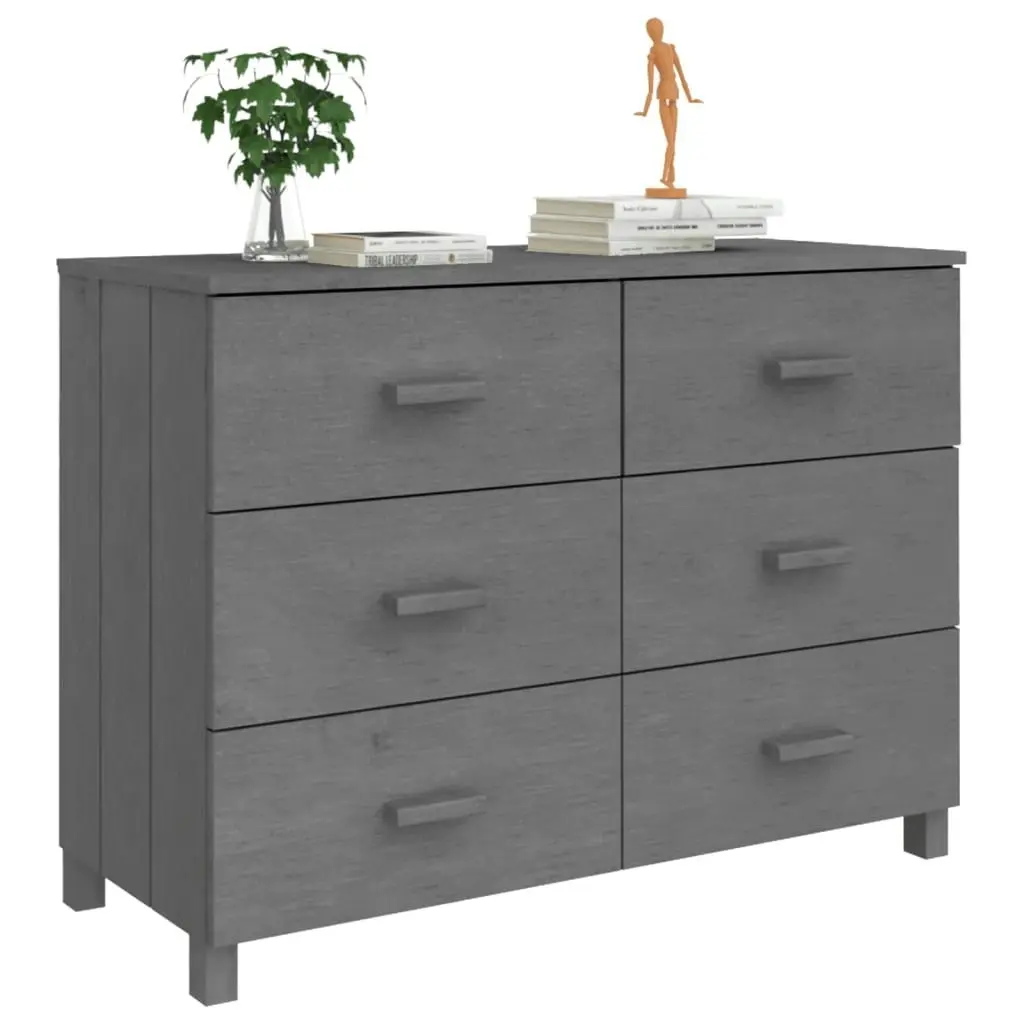 Sideboard "HAMAR" Dark Grey 113x40x80 cm Solid Wood Pine 340450