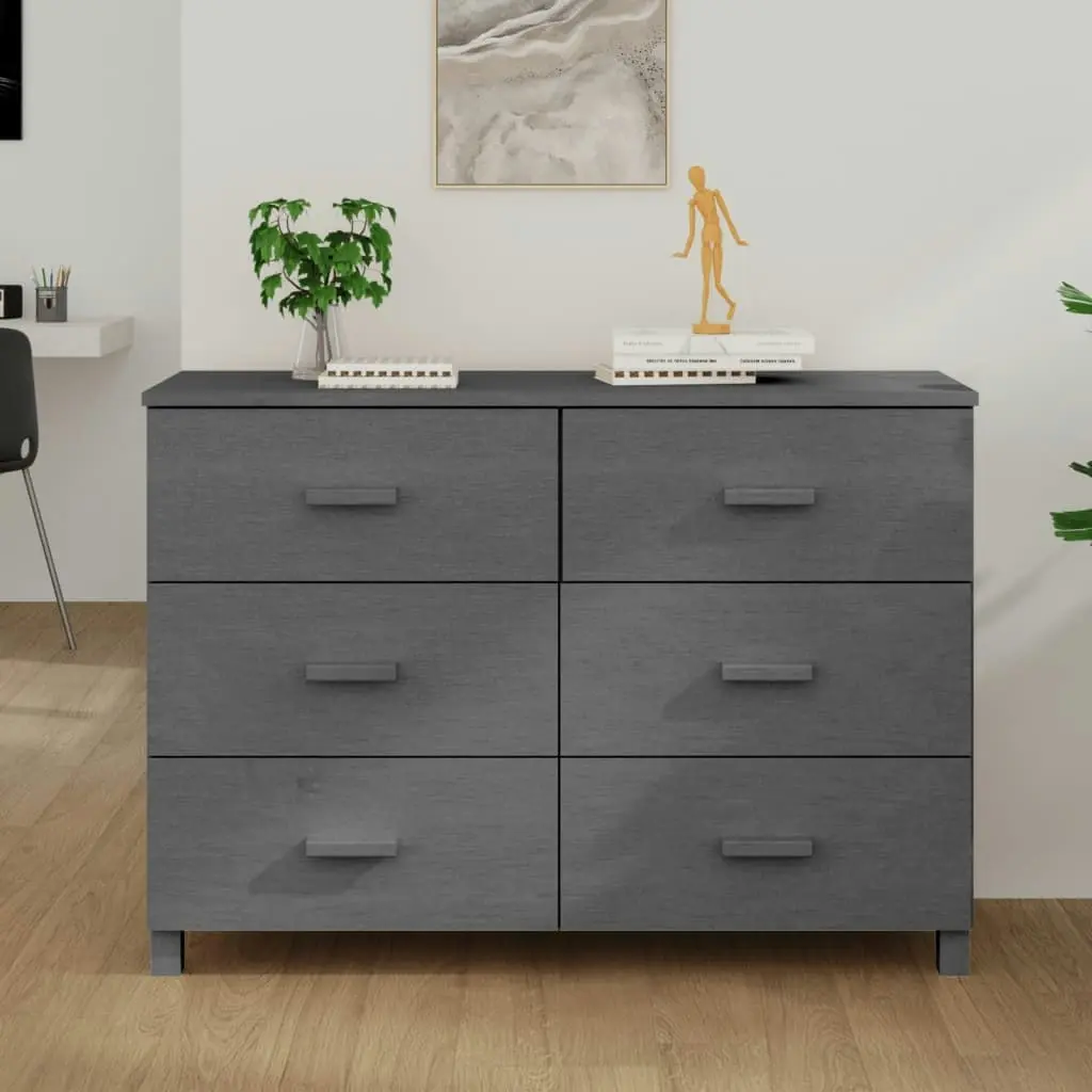 Sideboard "HAMAR" Dark Grey 113x40x80 cm Solid Wood Pine 340450