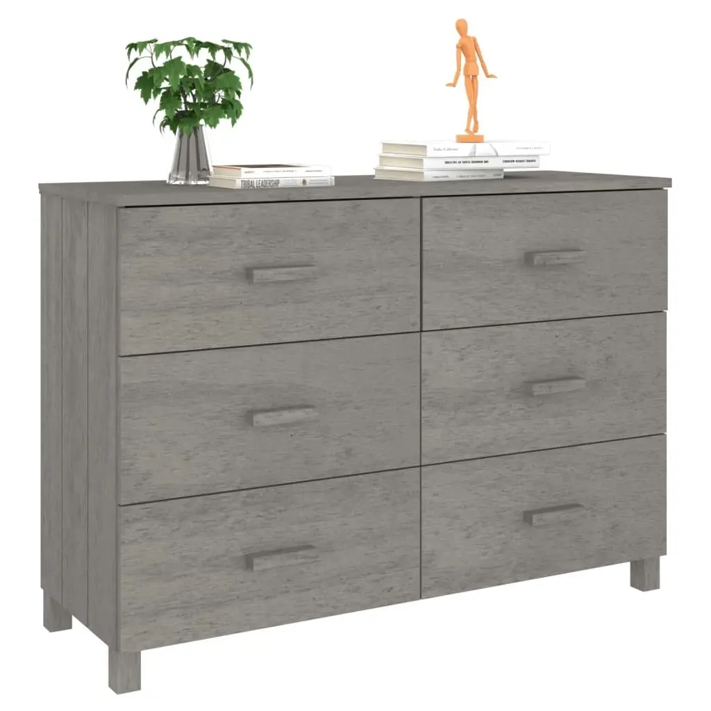 Sideboard "HAMAR" Light Grey 113x40x80 cm Solid Wood Pine 340451