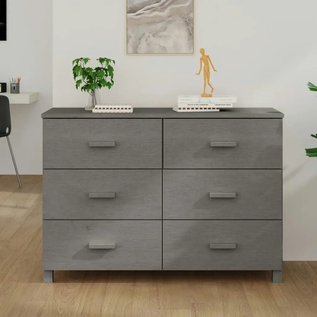 Sideboard "HAMAR" Light Grey 113x40x80 cm Solid Wood Pine 340451