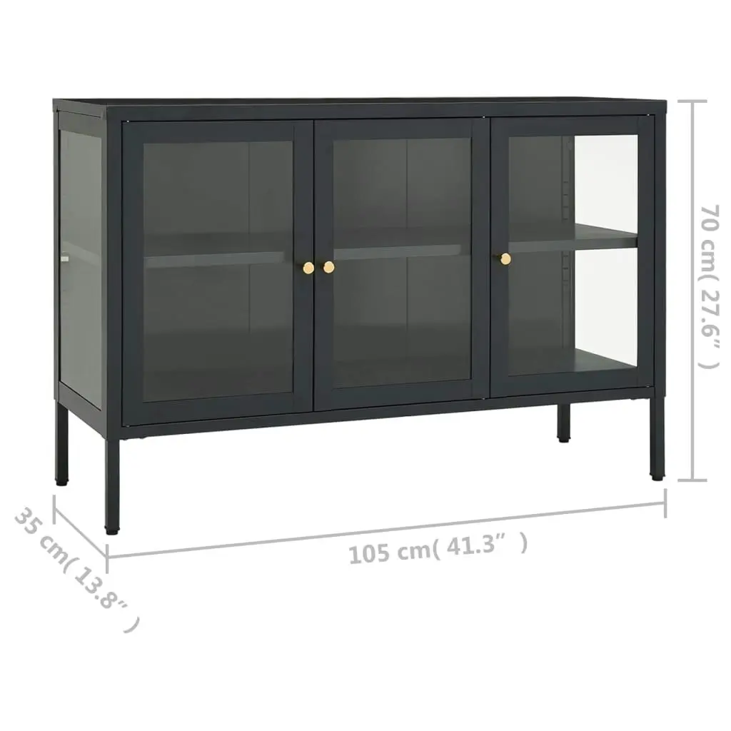 Sideboard Anthracite 105x35x70 cm Steel and Glass 336069